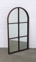 Arched wall mirror in the form of a window, 57 x 109cm.