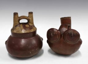 Two South American stone / terracotta vessels, 20cm, (2) (a/f)