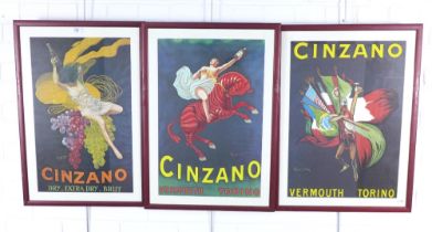 Set of three reproduction Cinzano posters, framed under glass (3)