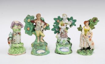 A group of four early 19th century Walton and Staffordshire figures, (all a/f) tallest 13cm (4)