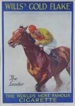 THE LEADER, WILL'S GOLD FLAKE, reproduction coloured print, framed under glass, 42 x 52cm