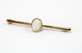 9ct gold opal bar brooch by Payton, Pepper & Sons Ltd, 5.5cm