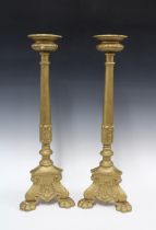 Pair of giltwood and plaster candle holders, 66cm (2)