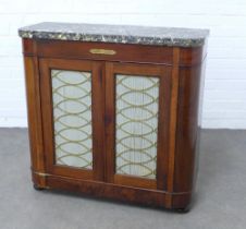 Regency style mahogany & gilt metal mounted pier cabinet with marble top (A/F marble repaired) 87