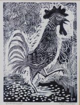 SYD WALKER, CHANTICLEER, wood engraving, signed, framed under glass and labelled verso, 8 x 10cm