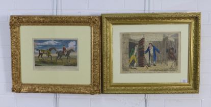 THE PRISONERS TURNKEY, coloured print and another, both framed under glass within moulded gilt