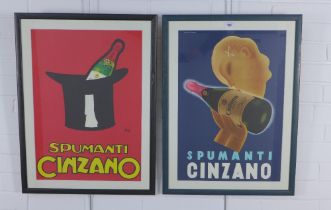 Set of two reproduction Cinzano posters, framed under glass(2)