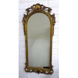 Rococo style faux giltwood mirror, a/f, 38 x 81cm
