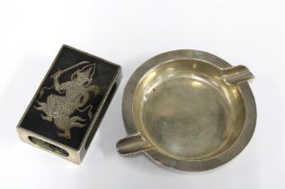 Margrett of Bangkok, Siam sterling silver matchbox cover and a Birmingham silver ashtray (2)