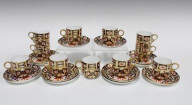 Royal Crown Derby Imari porcelain set of 11 coffee cups and twelve saucers, pattern 2451, (23)