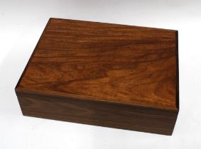 Modern walnut cutlery box, green felt lined, 33 x 25cm