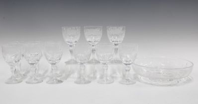 Royal Brierley set of twelve etched wine glasses and a matching fruit bowl (13)