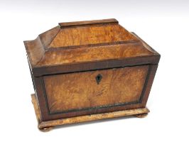 Burrwood sarcophagus tea caddy, 22 x 25cm