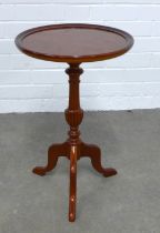 Cherrywood pedestal wine table, 35 x 55cm.