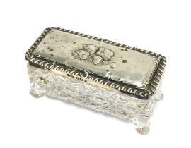 An Edwardian silver topped glass trinket box, Birmingham 1904 10 x 4cm