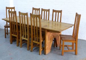 CHRIS HOLMES for Gogar Cabinetworks, a pippy oak trencher dining table with gothic style end