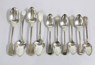 Set of ten various silver spoons (10)