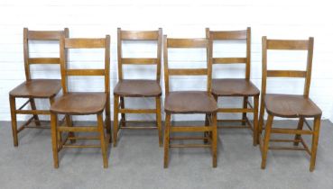 Set of six side chairs with solid elm seats 34 x 82 x 33cm. (6)