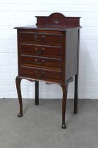 Edwardian mahogany ledge back music cabinet, 51 x 98 x 36cm.