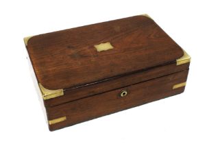 Brass bound mahogany box, 35 x 11 x 23cm