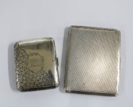 Silver cigarette case with engine turned pattern, Birmingham 1953 together with a smaller silver