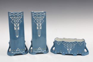 Continental pottery garniture with two vases and a planter (3) (a/f)