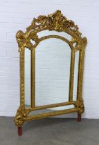 Rococo style giltwood framed mirror, (A/F mirror cracked) 114 x 168cm.