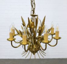 Gilt metal wheatsheaf chandelier, 51 x 40cm.