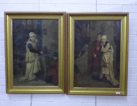 A pair of framed oiliographs, 43 x 64cm (2)