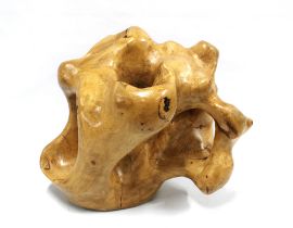 Solid piece of polished burr wood, 46 x 38cm.