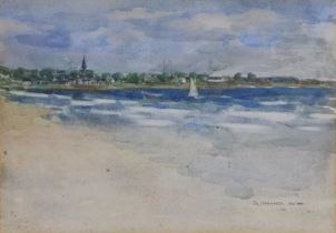 F.H SANGSTER, untitled shore scene, watercolour, signed and dated 1900, framed under glass, 29 x 20