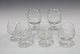 Set of six cut crystal brandy glasses (6) 10 x 13cm.