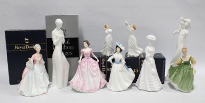 A collection of Royal Doulton and Spode figurines, (five boxed) (9)