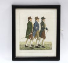 JOHN KAY, Three Social Friends, colour engraved print, framed under glass, 17 x 20cm including frame