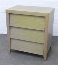 Three drawer bedside chest of drawers with angled fronts, 70 x 79 x 45cm
