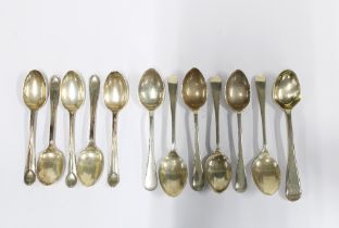 Set of 6 Sheffield silver teaspoons, a georgian silver teaspoon and 5 Mappin & Webb silver teaspoons