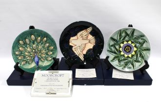 Moorcroft Pottery boxed year plates to include 1992, 1993 & 1994 (1994 with William John