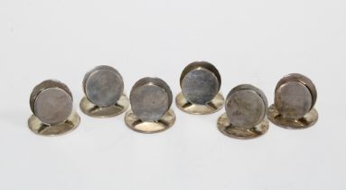 George V set of six silver menu card holders, of circular disc form , Stokes & Ireland, Chester 1930