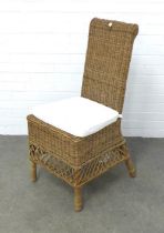 Riviera Maison wicker chair with a detachable white upholstery seat cushion, 46 x 100cm
