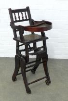 Edwardian childs high chair, 35 x 96 x 54cm.