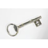 Novelty silver plated corkscrew & bottle opener in the form of an oversized key, 14cm long