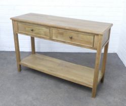 OKA light oak console table with two drawers and undertier, 120 x 79 x 40cm