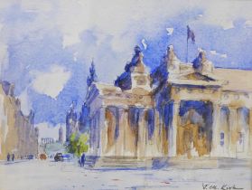 JAMES KIRK, NATIONAL GALLERY, EDINBURGH, signed watercolour, 19 x 14cm and two framed prints (3)