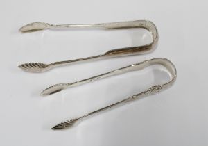 William IV silver sugar tongs Glasgow 1834 and Victorian silver tongs, Edinburgh 1866 (2)