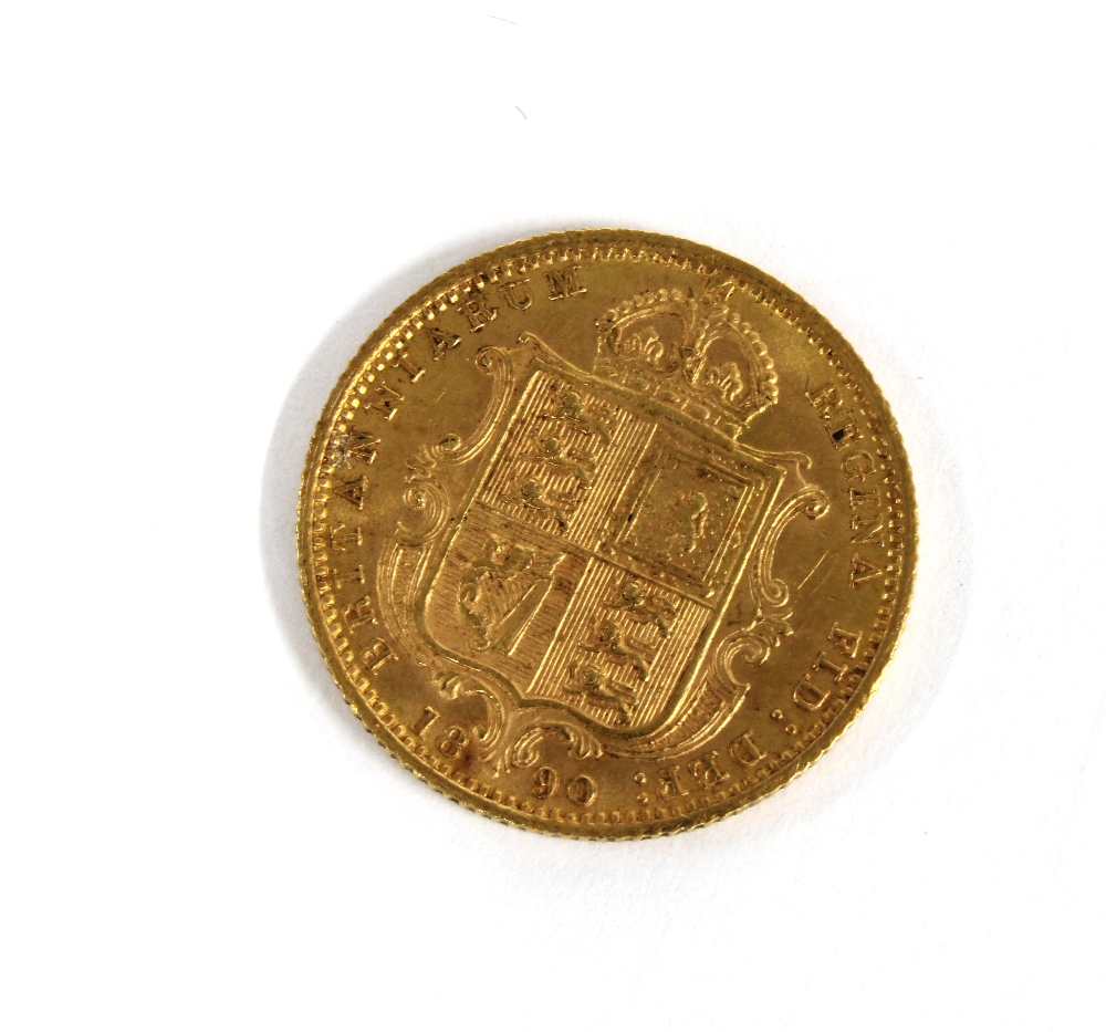 Queen Victoria gold half sovereign coin, 1890 - Image 2 of 2