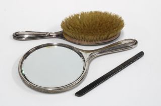 Birmingham silver backed hand mirror and hairbrush