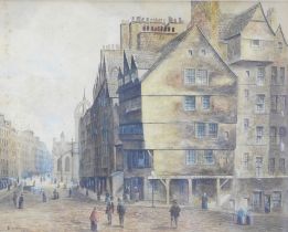 JAMES NIMMO (fl.1881-1898) EDINBURGH STREET SCENE, signed and dated 1882, framed under glass, 55 x