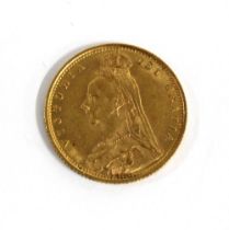 Queen Victoria gold half sovereign coin, 1890
