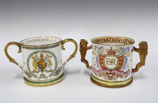 Two Paragon Royal commemorative loving cups (2) 21cm.