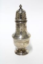 Silver sugar caster of baluster form, Birmingham 1960